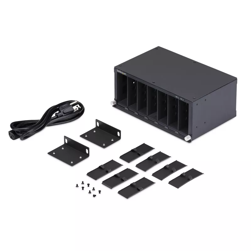 StarTech.com 7 slotu nevadāms multivides pārveidotāju korpuss MCM multivides pārveidotāju sērijai, pilna jaudas izolācija, aktīva dzesēšana, 10 collu statīva montāža, TAA atbilstīgs