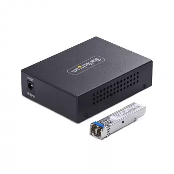 StarTech.com Gigabit Ethernet Copper-to-Fiber Media Converter, SM LC, 20km, 10/100/1000 Mbps, RJ45 uz LC, pilnībā metāla, 9K Jumbo kadri, TAA atbilstošs