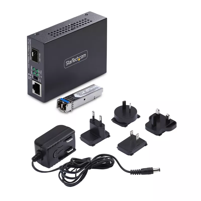 StarTech.com Gigabit Ethernet Copper-to-Fiber Media Converter, SM LC, 20km, 10/100/1000 Mbps, RJ45 uz LC, pilnībā metāla, 9K Jumbo kadri, TAA atbilstošs