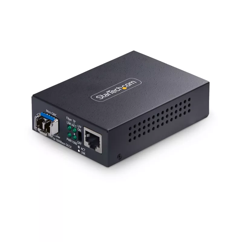 StarTech.com Gigabit Ethernet Copper-to-Fiber Media Converter, SM LC, 20km, 10/100/1000 Mbps, RJ45 uz LC, pilnībā metāla, 9K Jumbo kadri, TAA atbilstošs