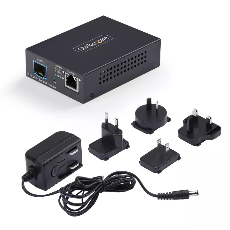 StarTech.com 10GbE Multi-Gigabit atvērts SFP+ optisko datu nesēju pārveidotājs, 10G/5G/2.5G/1G/100M, varš uz 10GBASE-X SFP+, vienmoda, daudzmodu, 16K lielie kadri, TAA
