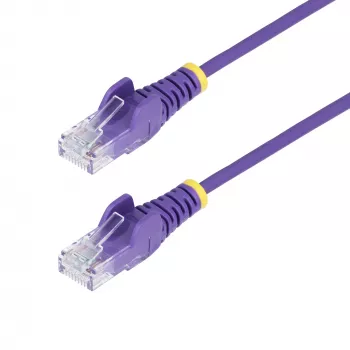 StarTech.com 1,5 m violets plāns CAT6 Ethernet kabelis, neaizķeramais, 100W PoE, UTP, LSZH, 28AWG tīra vara stieple, plāns RJ45 tīkla ielāpu vads ar spriedzes mazinātājiem, individuāli testēts