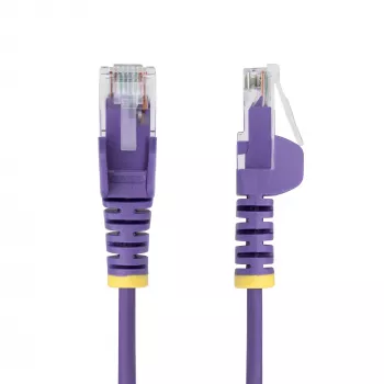 StarTech.com 1,5 m violets plāns CAT6 Ethernet kabelis, neaizķeramais, 100W PoE, UTP, LSZH, 28AWG tīra vara stieple, plāns RJ45 tīkla ielāpu vads ar spriedzes mazinātājiem, individuāli testēts