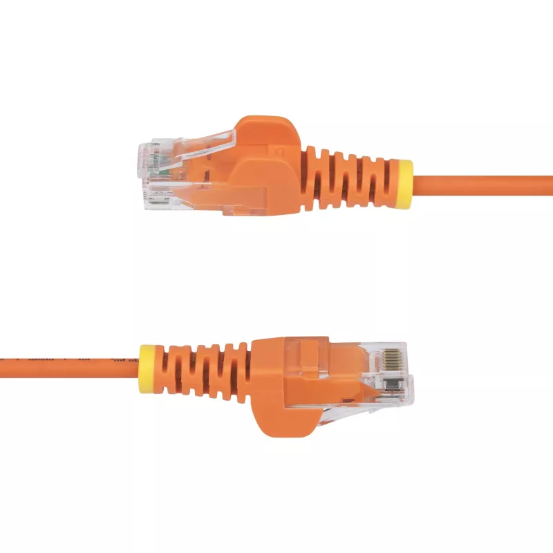 StarTech.com 2,5 m oranžs plāns CAT6 Ethernet kabelis, bez aizķeršanās, 100 W PoE, UTP, LSZH, 28AWG tīra vara vads, plāns RJ45 tīkla ielāpu vads ar spriegojuma atvieglojumiem, individuāli pārbaudīts