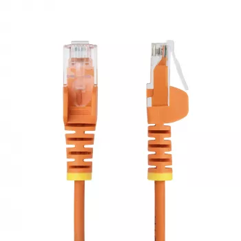 StarTech.com 3m oranžs plāns CAT6 Ethernet kabelis, bez aizķeršanās, 100W PoE, UTP, LSZH, 28AWG tīra vara stieple, plāns RJ45 tīkla ielāpu vads ar stresa mazinātājiem, individuāli testēts