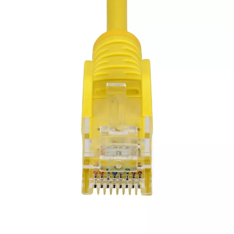 StarTech.com 3 m dzeltena plānā CAT6 Ethernet kabeļa, bez aizķeršanās, 100 W PoE, UTP, LSZH, 28 AWG tīra vara stieple, plāns RJ45 tīkla ielāpu vads ar spriegojuma mazināšanas elementiem, individuāli pārbaudīts
