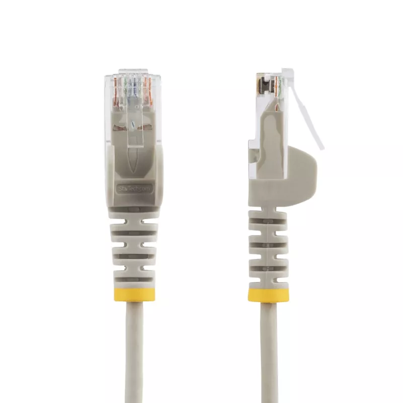 StarTech.com 5 m pelēks plāns CAT6 Ethernet kabelis, bez aizķeršanās, 100 W PoE, UTP, LSZH, 28AWG tīra vara stieple, plāns RJ45 tīkla ielāpu vads ar spriegojuma samazināšanas elementiem, individuāli testēts