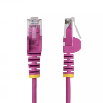 StarTech.com 15m rozā plāns CAT6 Ethernet kabelis, bez aizķeršanās, 100 W PoE, UTP, LSZH, 28AWG tīra vara stieple, plāns RJ45 tīkla ielāpu vads ar spriedzes samazināšanu, individuāli testēts