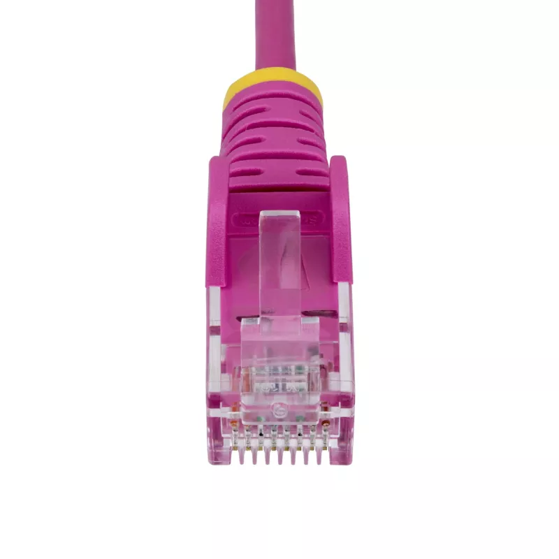 StarTech.com 15m rozā plāns CAT6 Ethernet kabelis, bez aizķeršanās, 100 W PoE, UTP, LSZH, 28AWG tīra vara stieple, plāns RJ45 tīkla ielāpu vads ar spriedzes samazināšanu, individuāli testēts