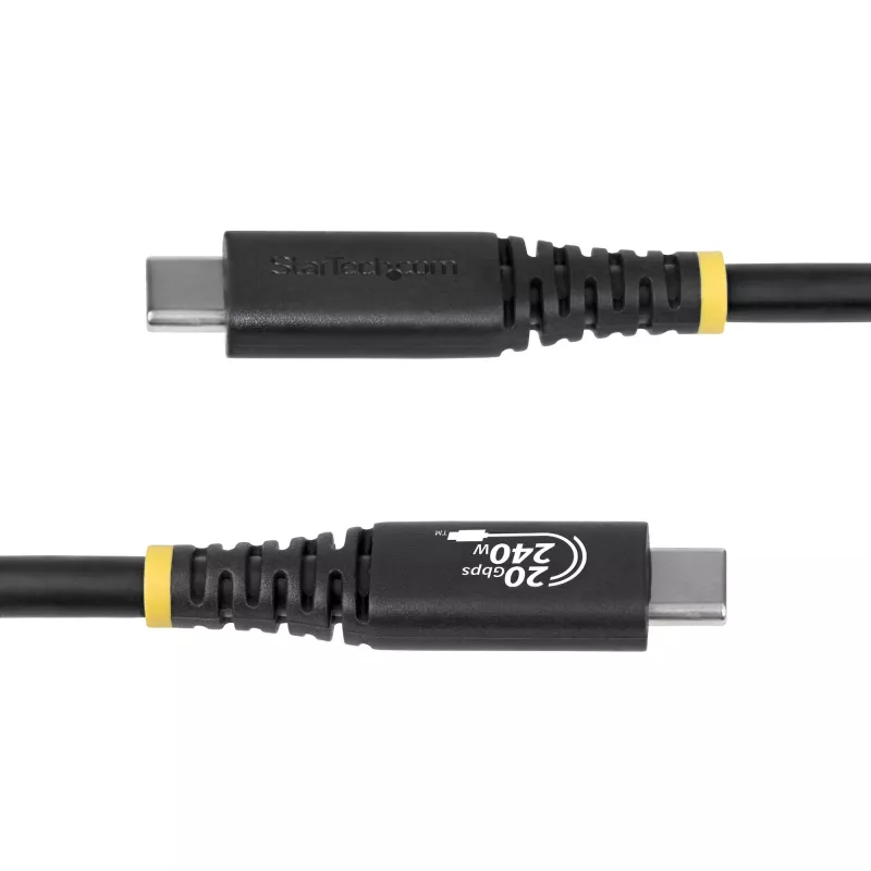 StarTech.com 2 m (6 pēdas) USB4 kabelis, 20 Gbps, USB-IF sertificēts USB-C kabelis, 240 W PD EPR, 4K 120 Hz DP 1.4, TPE apvalks, melns USB-C vads