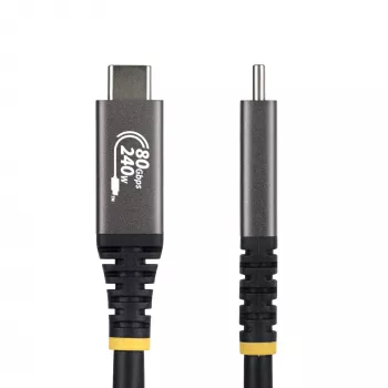 StarTech.com 50 cm (1,6 pēdas) USB4 kabelis, 80 Gbit/s, USB-IF sertificēts USB-C kabelis, 240 W PD, 8K 120 Hz/4K 240 Hz DP2.1 DP80, TPE apvalks, saderīgs ar Thunderbolt 4 — melns USB-C vads