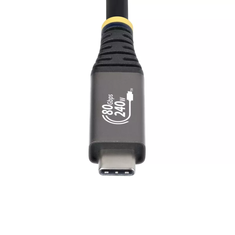 StarTech.com 1m (3ft) USB4 kabelis, 80 Gbps, USB-IF sertificēts USB-C kabelis, 240 W PD, 8K 120 Hz/4K 240 Hz DP2.1 DP80, TPE apvalks, Thunderbolt 4 saderīgs - melns USB-C vads
