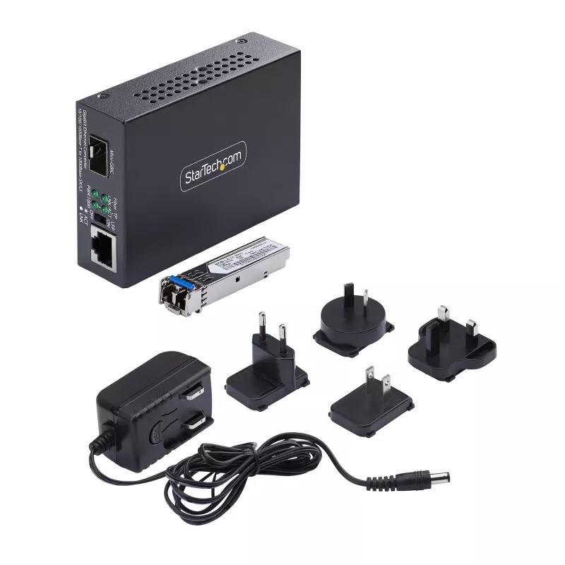 StarTech.com Gigabit Ethernet varu-optiskās šķiedras multivides pārveidotājs, VM LC, 40 km, 10/100/1000 Mb/s, RJ45 uz LC, pilnībā metālisks, 9K jumbo kadri, TAA atbilstošs