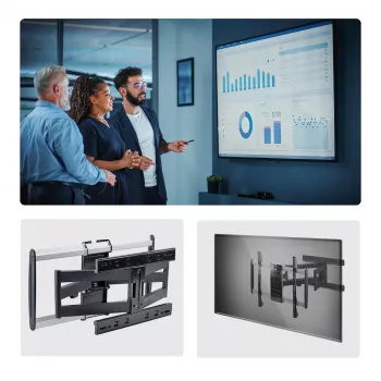 StarTech.com īpaši plāns, kustīgs TV sienas stiprinājums līdz 65 collu un 99 mārciņu/45 kg plakaniem ekrāniem, VESA 600x400, TAA atbilstošs zema profila kronšteins
