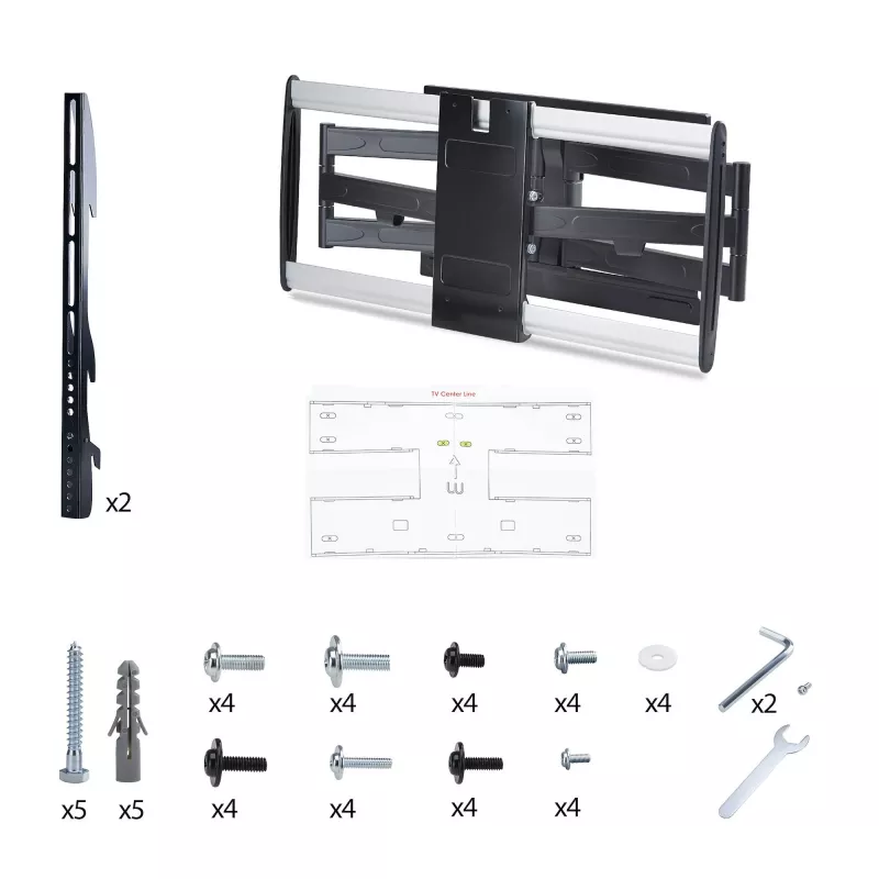 StarTech.com īpaši plāns, kustīgs TV sienas stiprinājums līdz 65 collu un 99 mārciņu/45 kg plakaniem ekrāniem, VESA 600x400, TAA atbilstošs zema profila kronšteins