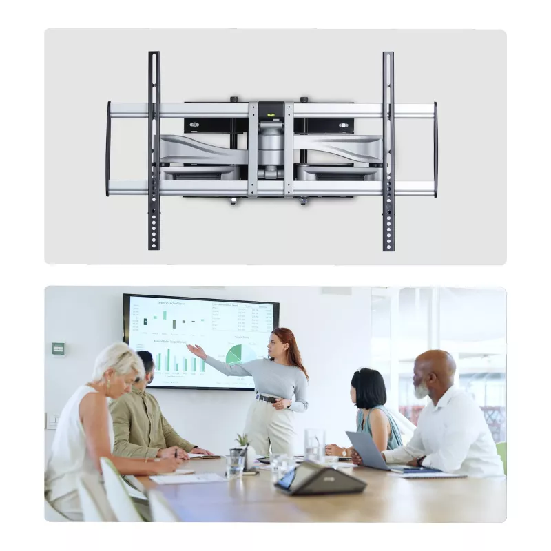 StarTech.com lieljaudas regulējams TV stiprinājums pie sienas līdz 100 collu un 187,4 mārciņu/85 kg plakaniem ekrāniem, VESA 800x500, zema profila kronšteins, atbilst TAA prasībām