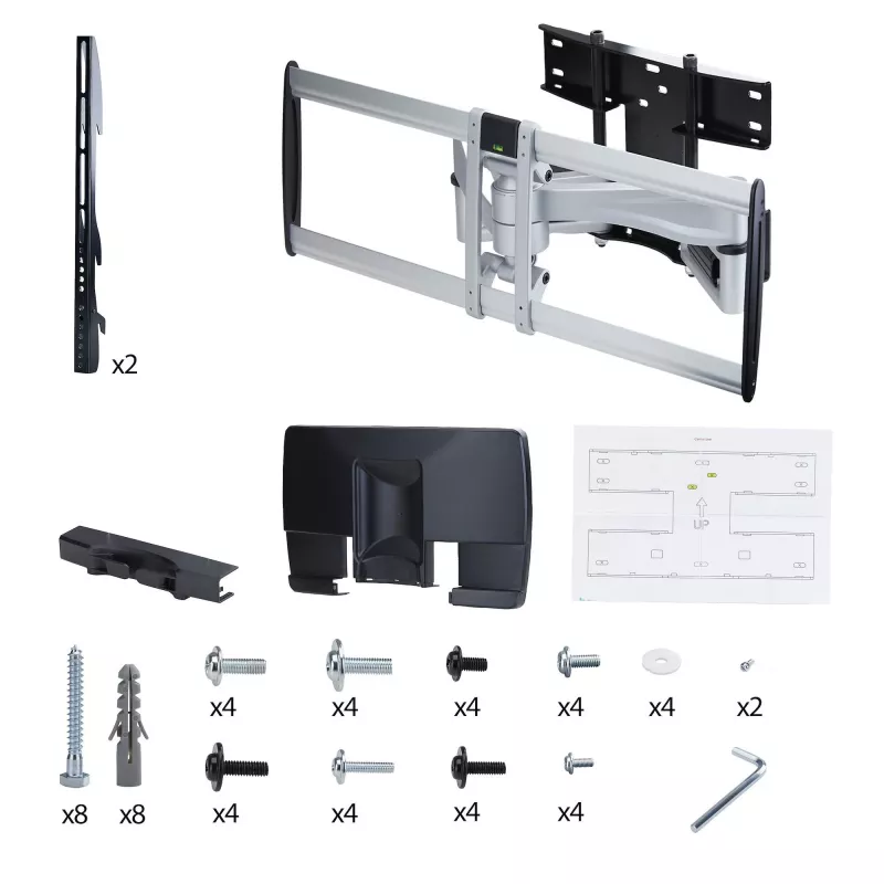 StarTech.com lieljaudas regulējams TV stiprinājums pie sienas līdz 100 collu un 187,4 mārciņu/85 kg plakaniem ekrāniem, VESA 800x500, zema profila kronšteins, atbilst TAA prasībām