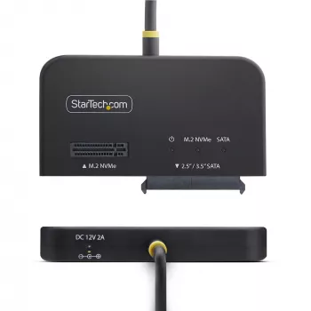 StarTech.com USB-C/USB-A uz M.2 NVMe un 2,5 collu/3,5 collu SATA adapteris, 10 Gbps, bezinstrumentu ārējais SSD cietā diska lasītājs, B+M/M-Key