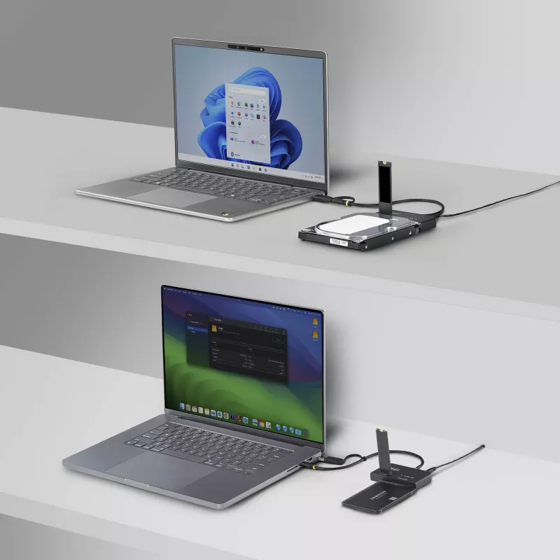 StarTech.com USB-C/USB-A uz M.2 NVMe un 2,5 collu/3,5 collu SATA adapteris, 10 Gbps, bezinstrumentu ārējais SSD cietā diska lasītājs, B+M/M-Key