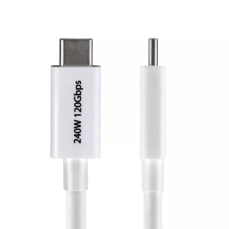 StarTech.com 2,6 pēdas (80 cm) Thunderbolt 5 kabelis, 80 Gbps / līdz 120 Gbps, 240 W PD, 8K 60 Hz, sertificēts Thunderbolt kabelis, saderīgs ar Thunderbolt 4 / USB4 / USB-C – balts