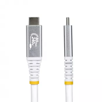 StarTech.com 1,5 m (5 pēdu) USB4 kabelis, 80 Gbps, USB-IF sertificēts USB-C kabelis, 240 W PD, 8K 120 Hz/4K 240 Hz DP2.1 DP80, TPE apvalks, Thunderbolt 4 saderīgs – balta USB-C vads