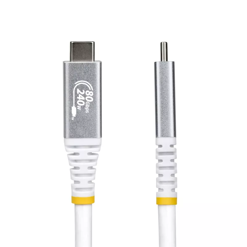 StarTech.com 1m (3 pēdas) USB4 kabelis, 80 Gbps, USB-IF sertificēts USB-C kabelis, 240 W PD, 8K 120 Hz/4K 240 Hz DP2.1 DP80, TPE apvalks, Thunderbolt 4 saderīgs - balta USB-C vads