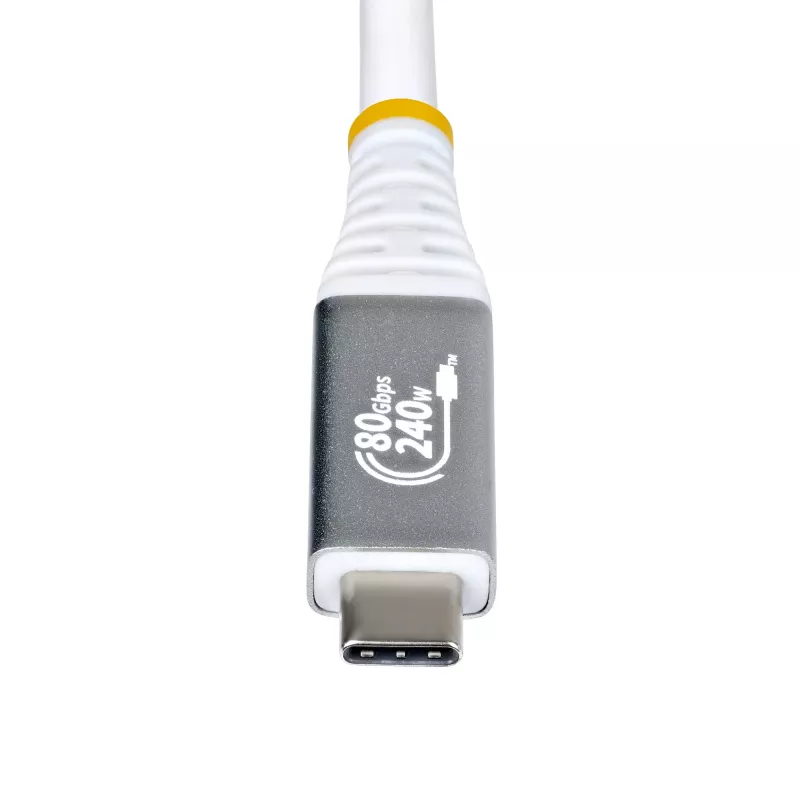 StarTech.com 1m (3 pēdas) USB4 kabelis, 80 Gbps, USB-IF sertificēts USB-C kabelis, 240 W PD, 8K 120 Hz/4K 240 Hz DP2.1 DP80, TPE apvalks, Thunderbolt 4 saderīgs - balta USB-C vads