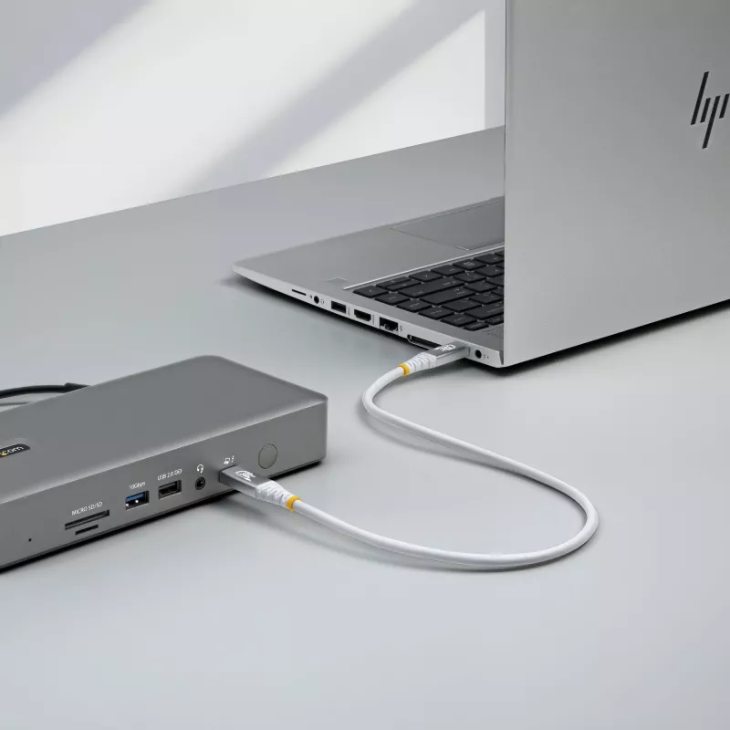 StarTech.com 1m (3 pēdas) USB4 kabelis, 80 Gbps, USB-IF sertificēts USB-C kabelis, 240 W PD, 8K 120 Hz/4K 240 Hz DP2.1 DP80, TPE apvalks, Thunderbolt 4 saderīgs - balta USB-C vads