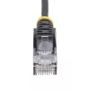 StarTech.com 25cm Melns plāns CAT6 Ethernet kabelis, Snagless, 100W PoE, UTP, LSZH, 28AWG Pure Bare Copper Wire, plāns RJ45 tīkls Patch Cord w/Strain Reliefs, Individually Tested