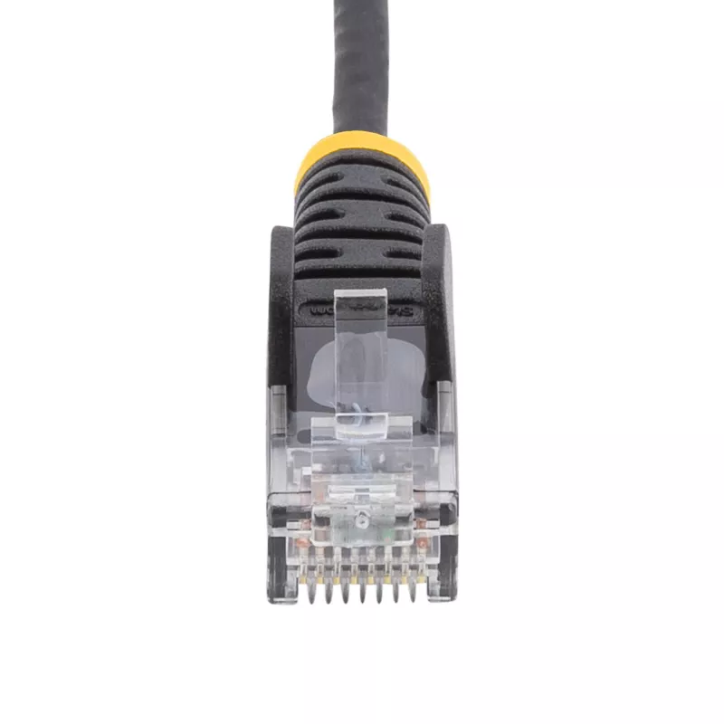 StarTech.com 25cm Melns plāns CAT6 Ethernet kabelis, Snagless, 100W PoE, UTP, LSZH, 28AWG Pure Bare Copper Wire, plāns RJ45 tīkls Patch Cord w/Strain Reliefs, Individually Tested