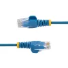 StarTech.com 25 cm zils plāns CAT6 Ethernet kabelis, bez aizķeršanās, 100 W PoE, UTP, LSZH, 28 AWG tīra vara stieple, plāns RJ45 tīkla ielāpu vads ar stiepes samazinātājiem, individuāli testēts