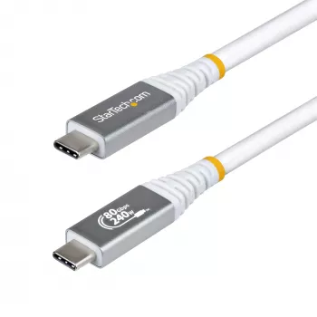 StarTech.com 50cm (1,6 pēdu) USB4 kabelis, 80Gbps, USB-IF sertificēts USB-C kabelis, 240W PD, 8K 120Hz/4K 240Hz DP2.1 DP80, TPE apvalks, Thunderbolt 4 saderīgs — balts USB-C vads