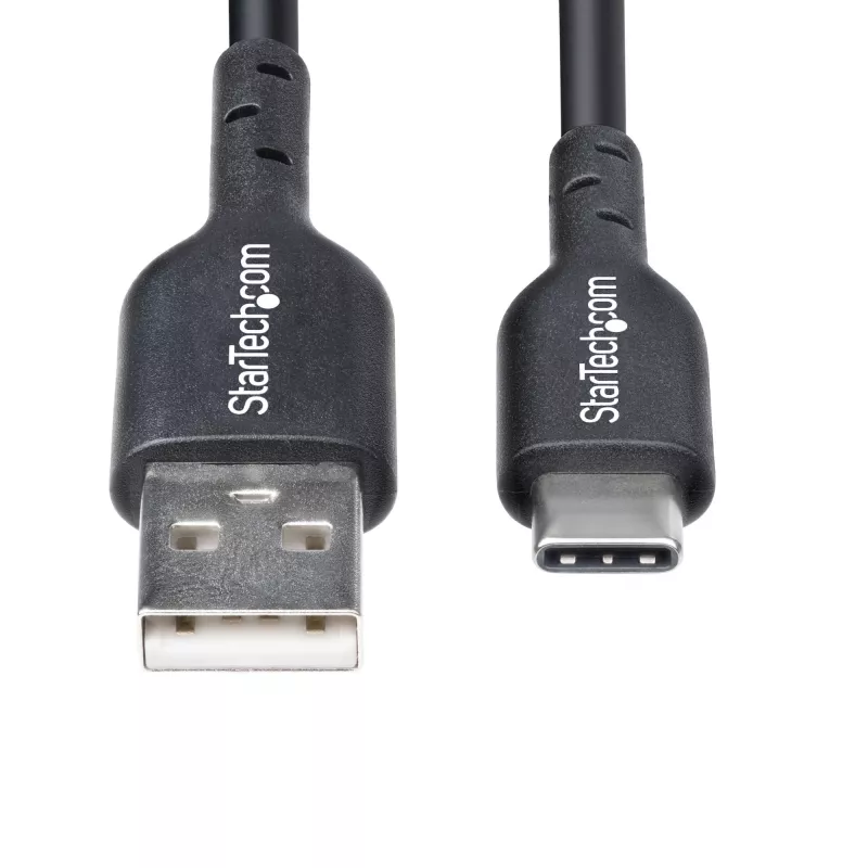 StarTech.com 6 collu (15 cm) USB-A līdz USB-C uzlādes kabelis, uzlāde un sinhronizācija, 3A, USB 2.0, TPE apvalks – melns USB uzlādes vads