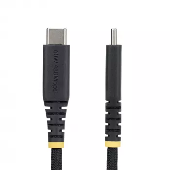 StarTech.com 1m (3pēdu) USB-C lādēšanas kabelis, 60W (3A) PD, dubultslāņu pīta neilona/TPE apvalks, izturīgs USB C lādēšanas vads, USB 2.0 klēpjdatora lādētāja kabelis