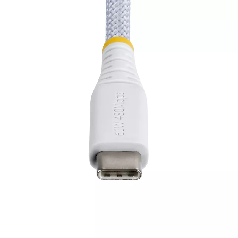 StarTech.com 1 m (3 pēdu) balts USB-C uzlādes kabelis, 60 W (3 A) PD, divslāņu pīta neilona/TPE apvalks, izturīgs USB C uzlādes vads, USB 2.0 klēpjdatora lādētāja kabelis
