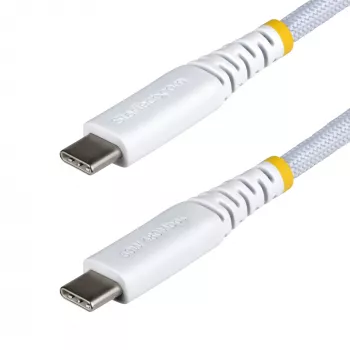 StarTech.com 2 m (6 pēdu) balts USB-C uzlādes kabelis, 60 W (3 A) PD, divslāņu pīta neilona/TPE apvalks, izturīgs USB C uzlādes vads, USB 2.0 klēpjdatora lādētāja kabelis