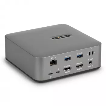 StarTech.com Thunderbolt 5 dokstacija, DP/HDMI, trīs monitoru doks līdz 4K 144 Hz vai diviem 8K 60 Hz, 5x USB porti, 140 W klēpjdatora uzlāde