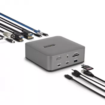 StarTech.com Thunderbolt 5 dokstacija, DP/HDMI, trīs monitoru doks līdz 4K 144 Hz vai diviem 8K 60 Hz, 5x USB porti, 140 W klēpjdatora uzlāde