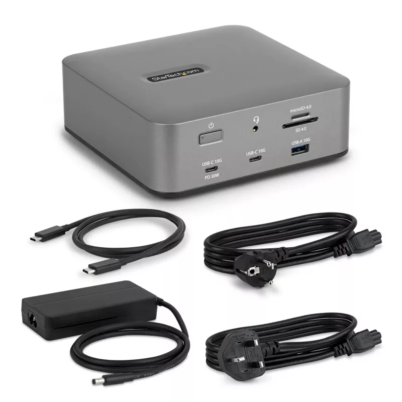 StarTech.com Thunderbolt 5 dokstacija, DP/HDMI, trīs monitoru doks līdz 4K 144 Hz vai diviem 8K 60 Hz, 5x USB porti, 140 W klēpjdatora uzlāde