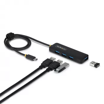 StarTech.com 4 portu USB-C centrmezgls, 5 Gbps, barots pa kopni, USB-C uz 4x USB-A mini centrmezgls, īpaši garš 2 pēdu/61 cm resursa kabelis, PCR plastmasa, pārnēsājams galddatora / klēpjdatora USB centrmezgls