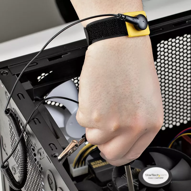 StarTech.com antistatiskā siksniņa ar zemējuma kabeli, ESD droša siksna ar 5 pēdu / 1,5 m noņemamu vadu, novērš elektrostatisko izlādi, regulējams piegulums, TAA
