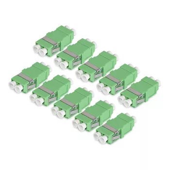 StarTech.com LC to LC Coupler 10 Pack, OS2 Single Mode SC Footprint LC Fiber Optic Coupler without Flange, LC/APC Duplex Adapter