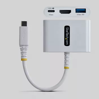 StarTech.com USB-C uz HDMI vairākportu adapteris ar 140 W PD uzlādi, 4K 60 Hz HDMI, USB 5 Gbps centrmezglu, mini doks MacBook / Dell / Thinkpad / HP / iPad / planšetdatoriem