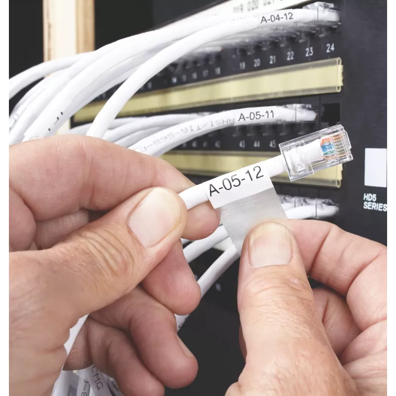 DYMO XTL laminēta stieples/kabeļa ietīšanas uzlīme | 21 mm x 39 mm | melns uz balta