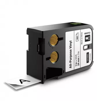 DYMO XTL Universālās vinila uzlīmes | 24 mm x 7 m | Melns uz balta