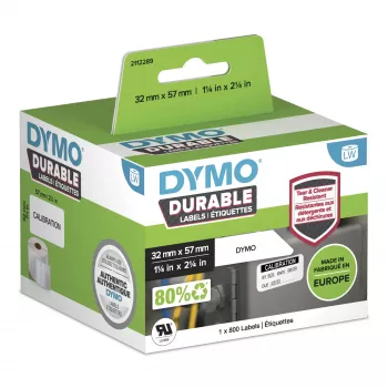 DYMO Oriģināls LabelWriter izturīgās uzlīmes | 57mm x 32mm | Balta polipropilēna | 800 pašlīmējošas uzlīmes | Augsta veiktspēja | Paredzētas LabelWriter uzlīmju printeriem