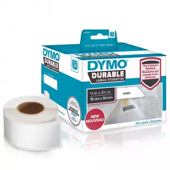 DYMO LW Izturīgās uzlīmes - 19 x 64 mm - 1933085, Balta, Pašlīmējoša printera uzlīme, Polipropilēns (PP), Pastāvīga, Taisnstūris, -18 - 50 °C