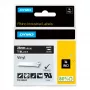 DYMO Rhino rūpnieciskās vinila etiķetes | 24 mm x 5,5 m | balta druka uz melna | pašlīmējošas | paredzētas LabelManager un Rhino etiķešu printeriem