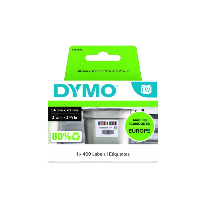 DYMO oriģinālās LabelWriter krājumu rotācijas etiķetes pārtikas rūpniecībai | 54 mm x 70 mm | 400 krāsu kodu pašlīmējošas etiķetes | LabelWriter etiķešu izgatavotājiem