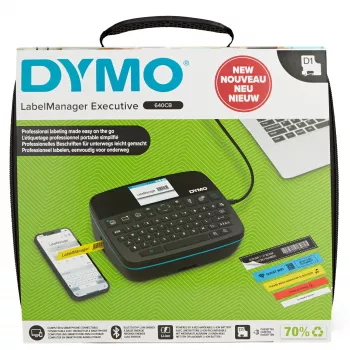 DYMO LabelManager Executive 640 CB pārnēsājamais etiķešu printera komplekts ar nēsāšanas somiņu un 3 etiķešu kasetēm | Kompakta QWERTY etiķešu veidotājs | Bluetooth un USB savienojamība | Savietojams ar D1 etiķetēm